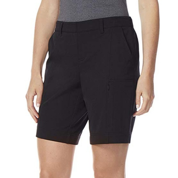 32 DEGREES Cool Women's Stretch Active Cargo Shorts - Lightweight Fleece, Drawstring Waist, Black
